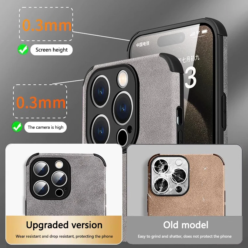 For IPhone 17 16 Plus 15 14 Pro Max 13 12 XS XR Suede Phone Case Cover Protector Shell For Mercedes Benz CLA GLC GLA GLB GLE GLS - view 4