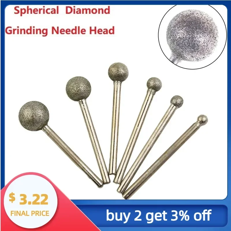 6 Stück runder Kugelkopf Diamant schleif bohrer beschichtet montierte Punkt kugel 4-12mm Bohrer Grob stein bohren Metall Schleif werkzeug