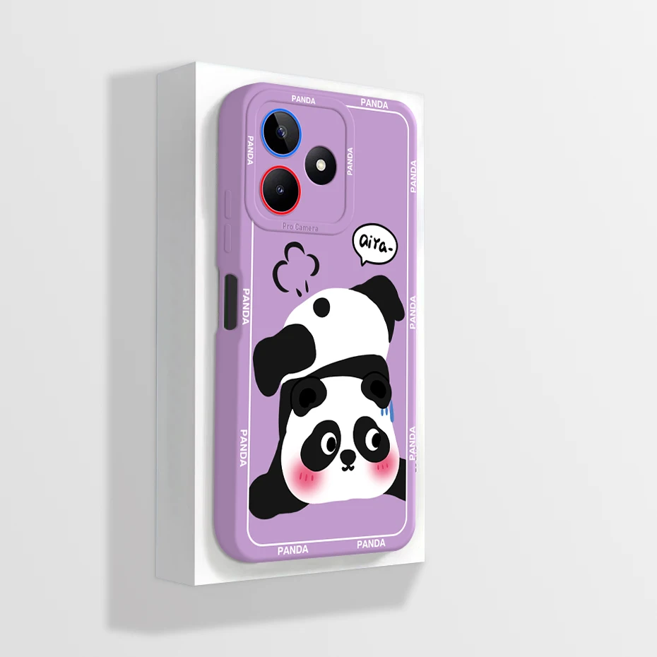 For Realme Note 50 Case RMX3834 Cute Panda Dinosaur Liquid Silicone TPU Soft Cover For OPPO Realme Note 50 Note50 Capas Fundas