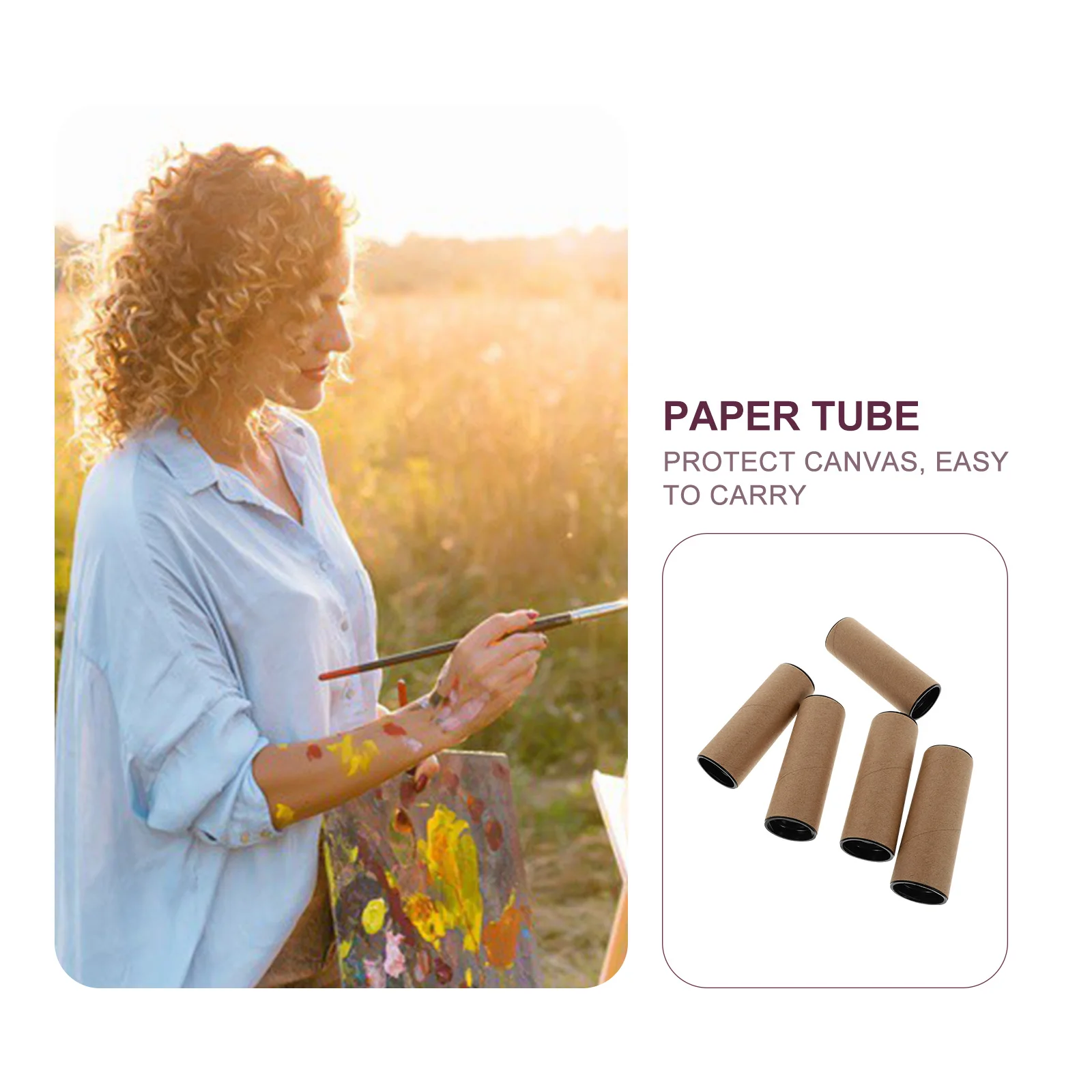

5Pcs Drawing Paper Bucket Cardboard Tubes Round Mailing Poster Cylinder Storage for Artwork Documents Transport Protection