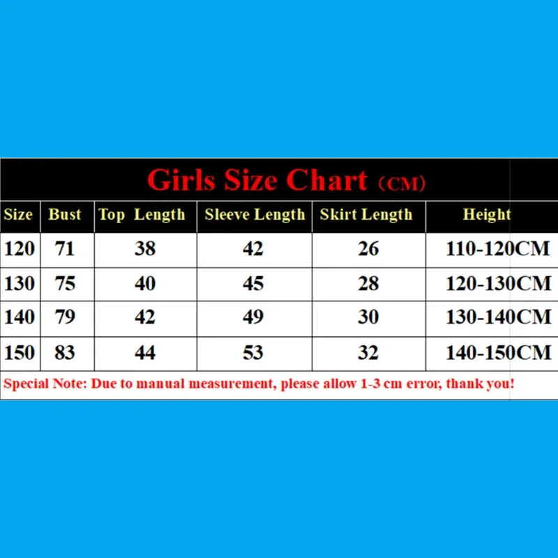 فستان المشجع 3-12 سنة (مع زهرة اليد) مطبوعة رسالة تي شيرت لعبة كرة القدم مهرجان تأثيري الملابس تنورة أزرق أحمر
