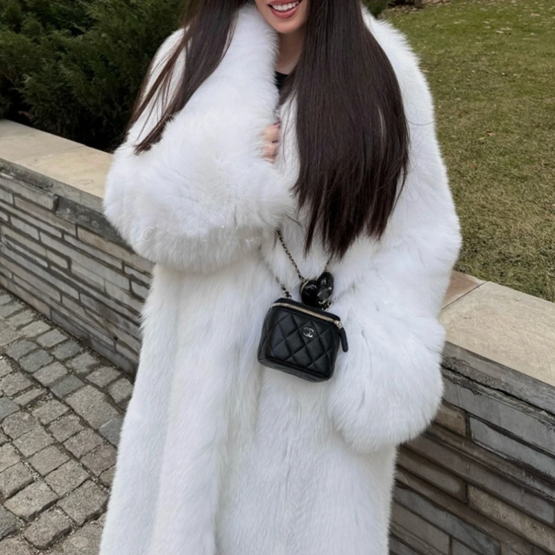 ロングコート女性フェイクファージャケット Y2k ストリートウェアターンダウンカラーコート厚く暖かいジャケットエレガントな仕事アウター秋冬