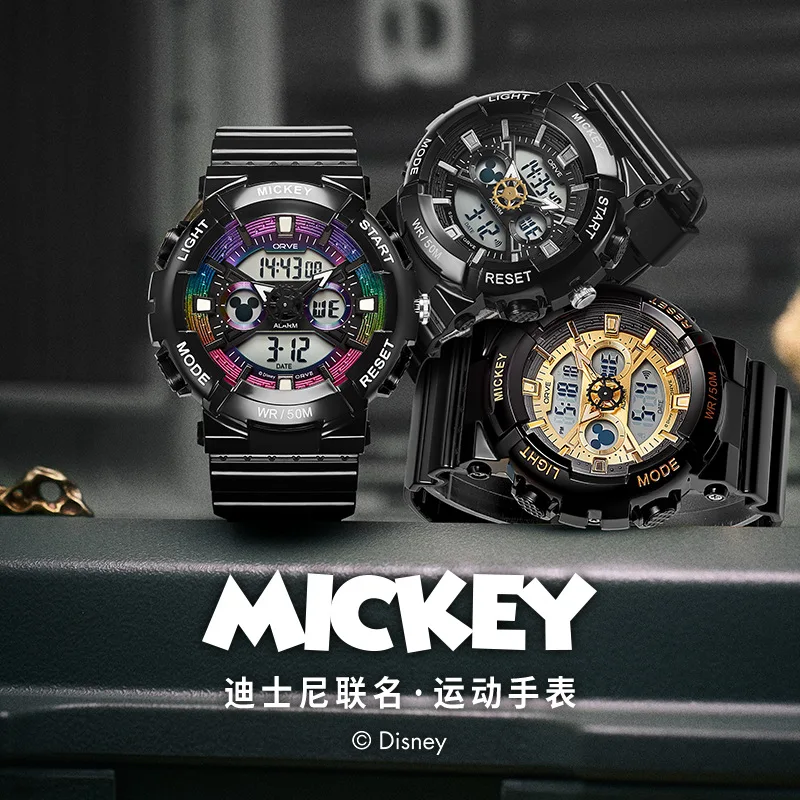 

Оригинальные наручные часы Disney, спортивные часы с Микки Маусом, многофункциональные светящиеся электронные часы для студентов, 319/339