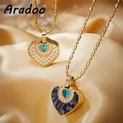 Abalone Shell Sapphire Negative Ion Necklace Lava Volcanic Stone Fat Burning Antioxidant Health Pendant