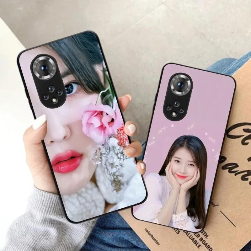 IU Lee JiEun Smart Phone Case for Honor 70 50 20 7S X9 X8 X7 Magic 4 3 Pro Black Soft Phone Cover Funda