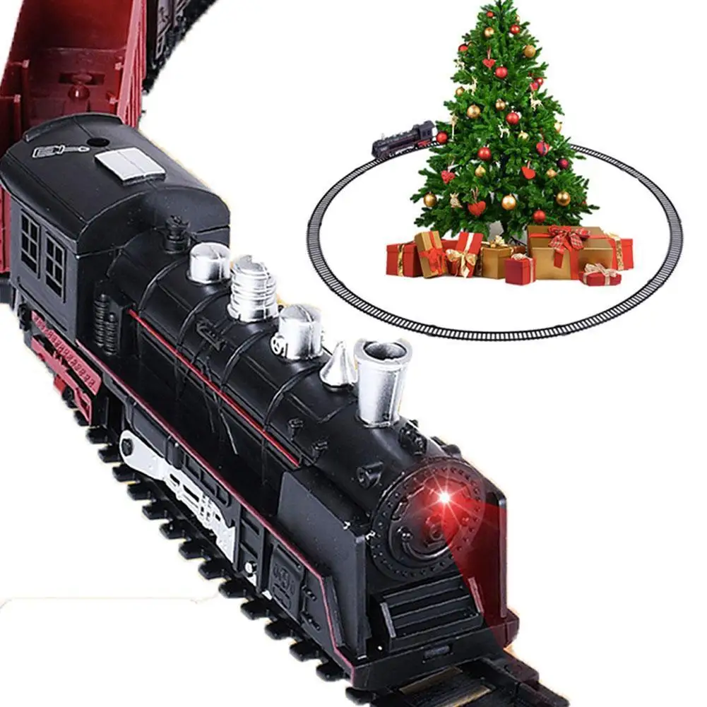 Classic Electric Train Toy Railway Motorized Train DIY Track Railway Locomotive Set Simulation Model Electrique Toy For Kids