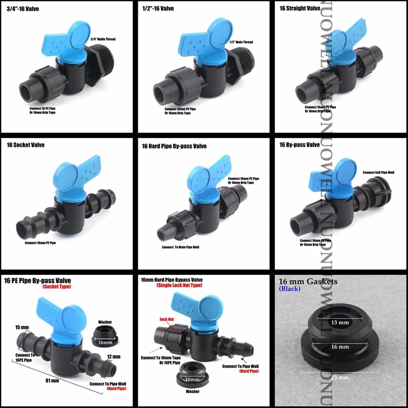 2szt 16mm 20PE Złącza rurowe Mini zawór kulowy Nawadnianie Wąż kroplowy Nakrętka Złącza blokujące Wysokiej jakości przełącznik wody rurowej