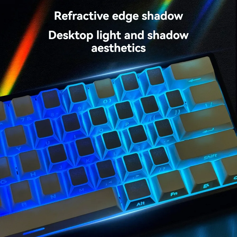 Side Print PBT Keycaps Set, 21-Key Refractive Edge Shadow Translucent Keycaps for 60/84/98/108 Keyboard