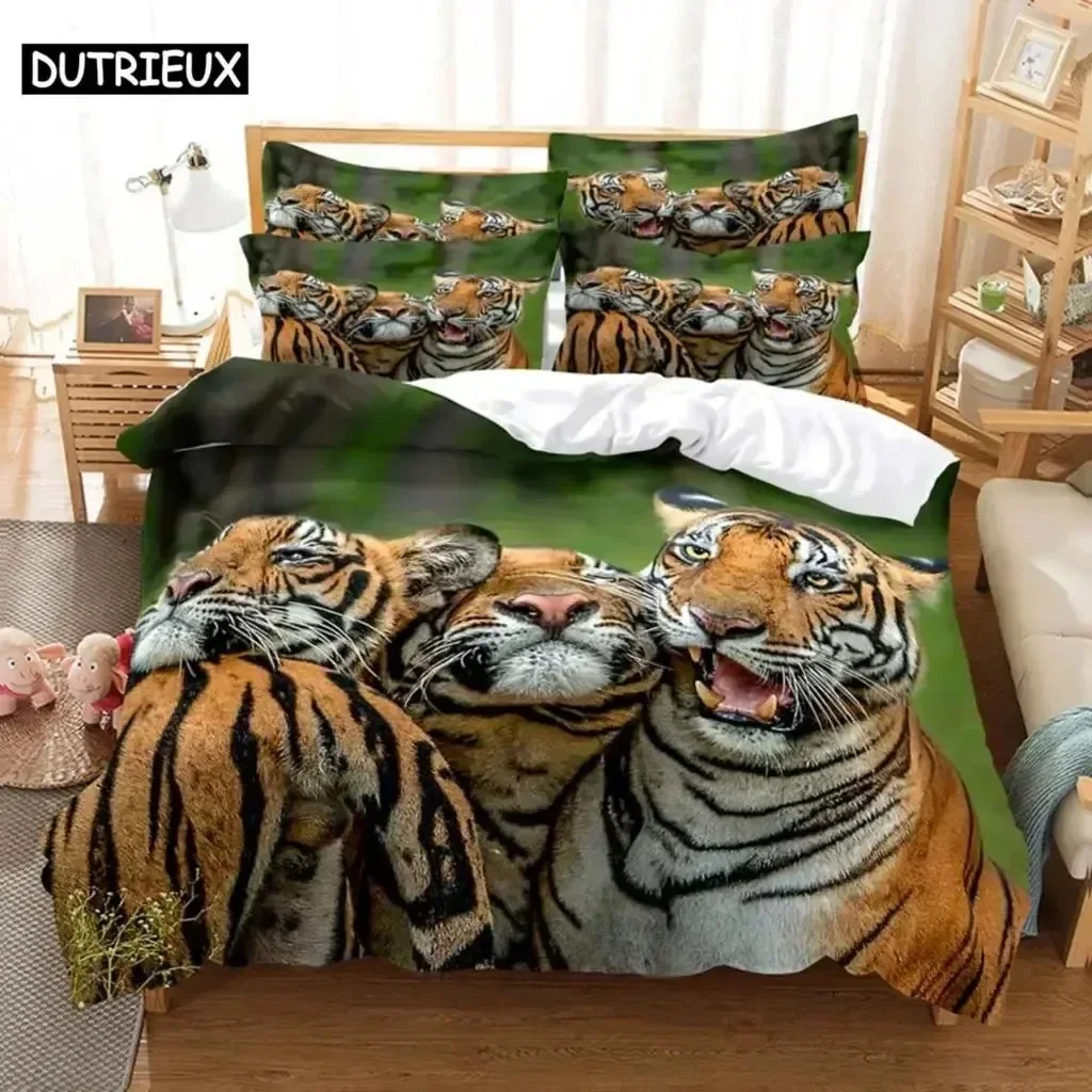 

Luxury New 3D Print Tiger Comfortable Duvet Quilt Cover Pillowcase Bedding Set Children Bedroom Decoration Home Textile