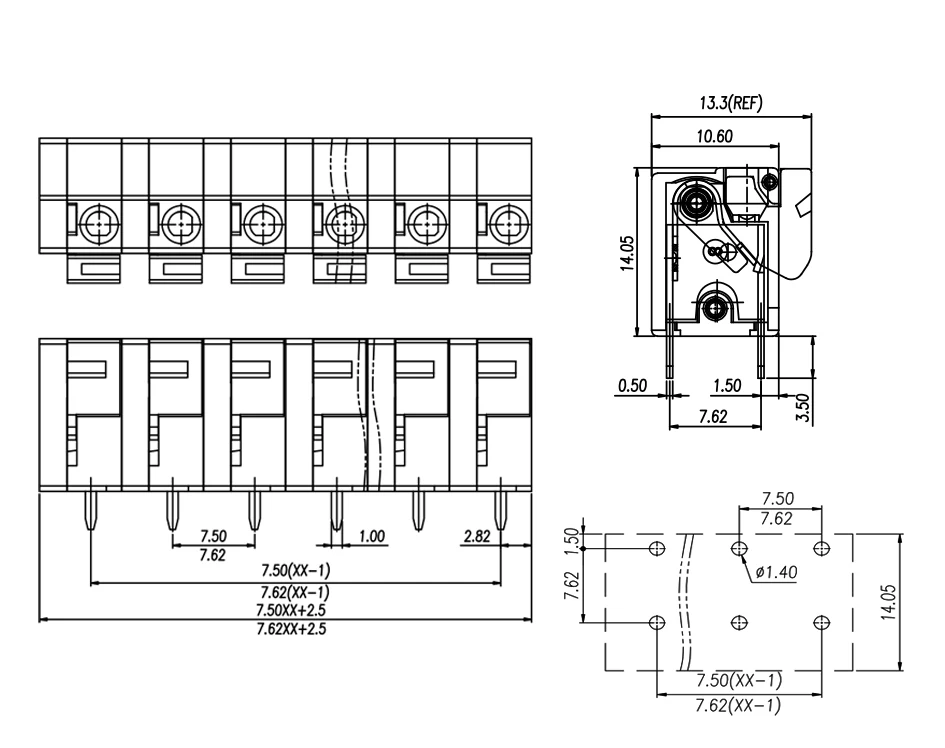 5PCS/10pcs 7.62MM pitch Spring type PCB terminal block straight pin DG142V 7.62 KF142V 7.62