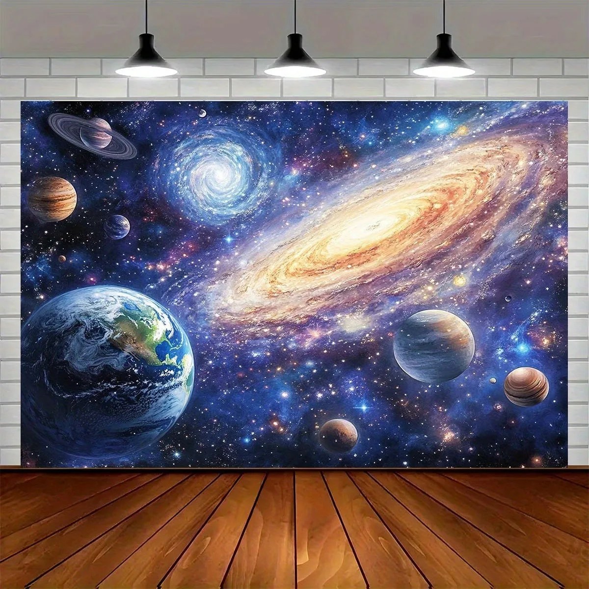 Ein Hintergrundstoff mit dem Motiv des Planeten der Milchstraßen-Galaxie; Sternenhimmel, Universum und Milchstraße.