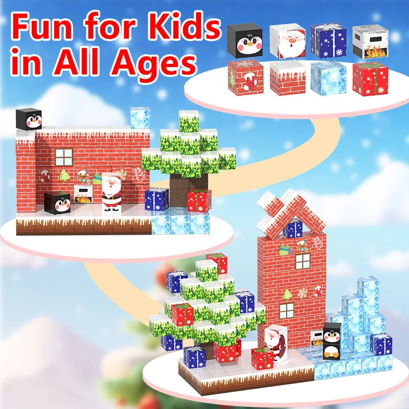 98ピース クリスマス マグネット式 積み木セット 子供用 DIYモデル 思考力と創造性を育むギフト ドール