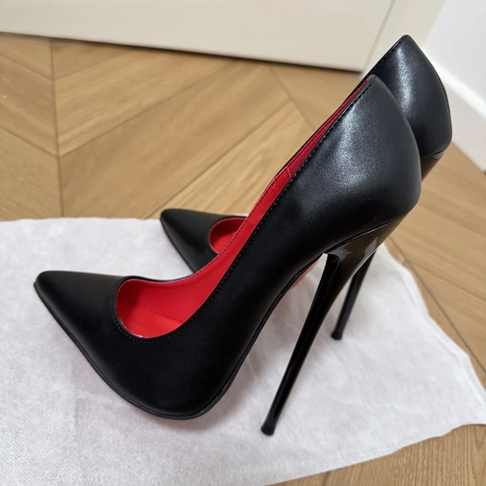 14cm 16cm Super Thin Stiletto Pumps Black Patent Pointed Toe Slip On Ultra High Heels Men Women Pole Dance Party Cosplay Shoes