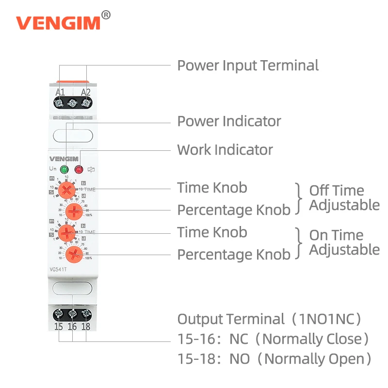 Asymmetric Cycle Timer Relay 220v Electronic Double Adjustable Flasher Relay 12-240v AC/DC Repeat Cyclic Timer