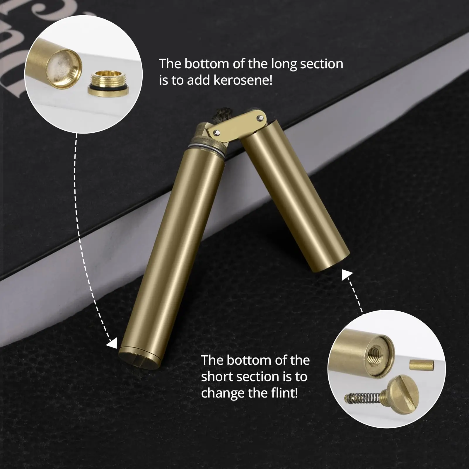 

Protable Brass Nunchaku Oil Lighter Windproof Mini Retro Grinding Wheel Ignition Flint Fireless Men's Smoking Toy Gift