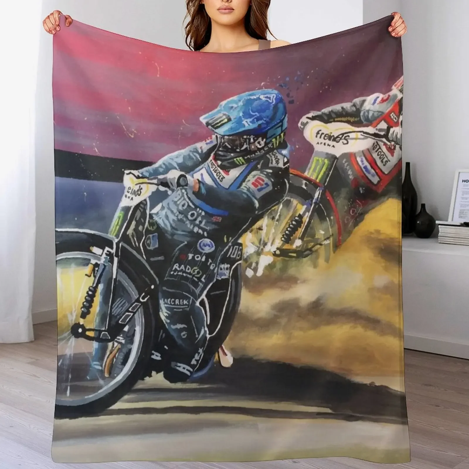 Speedway Tai Woffinden Throw Blanket Personalized Gift warm winter valentine gift ideas Bed linens Blankets