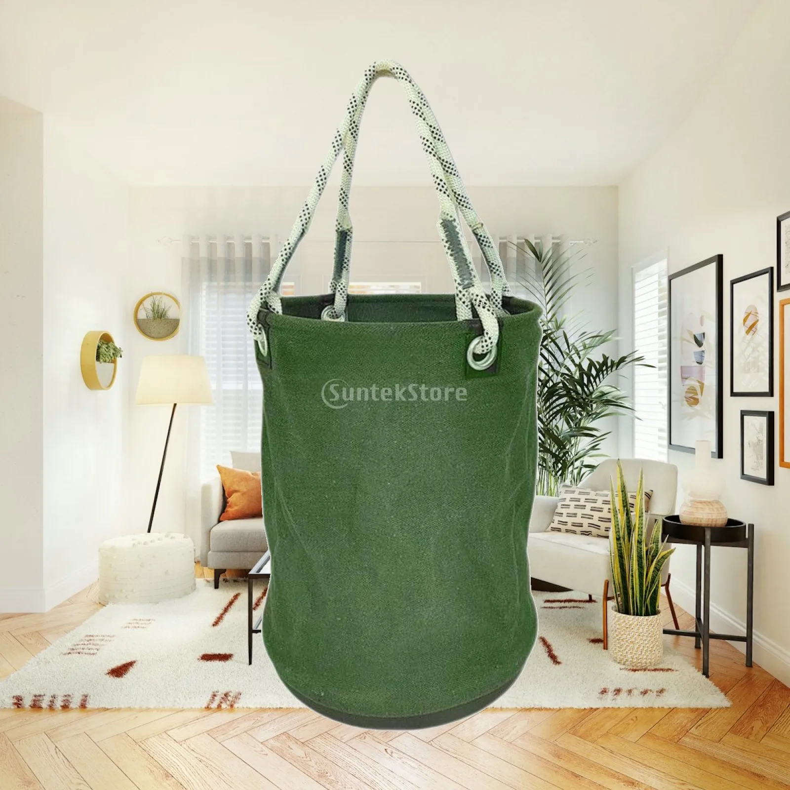 Canvas Bucket with PP Base Round Canvas Repair Kit Bag Foldable Space Saving Sturdy Multipurpose Professional Tool Organizer