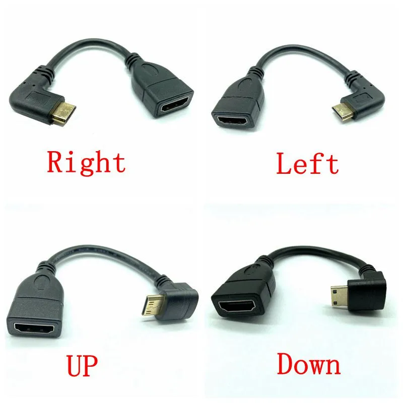 New1080P Mini HDTV Male Up Down Right Left 90 Angled angle to HDMI-compatible Female Converter Adapter M-F Extension Adapter