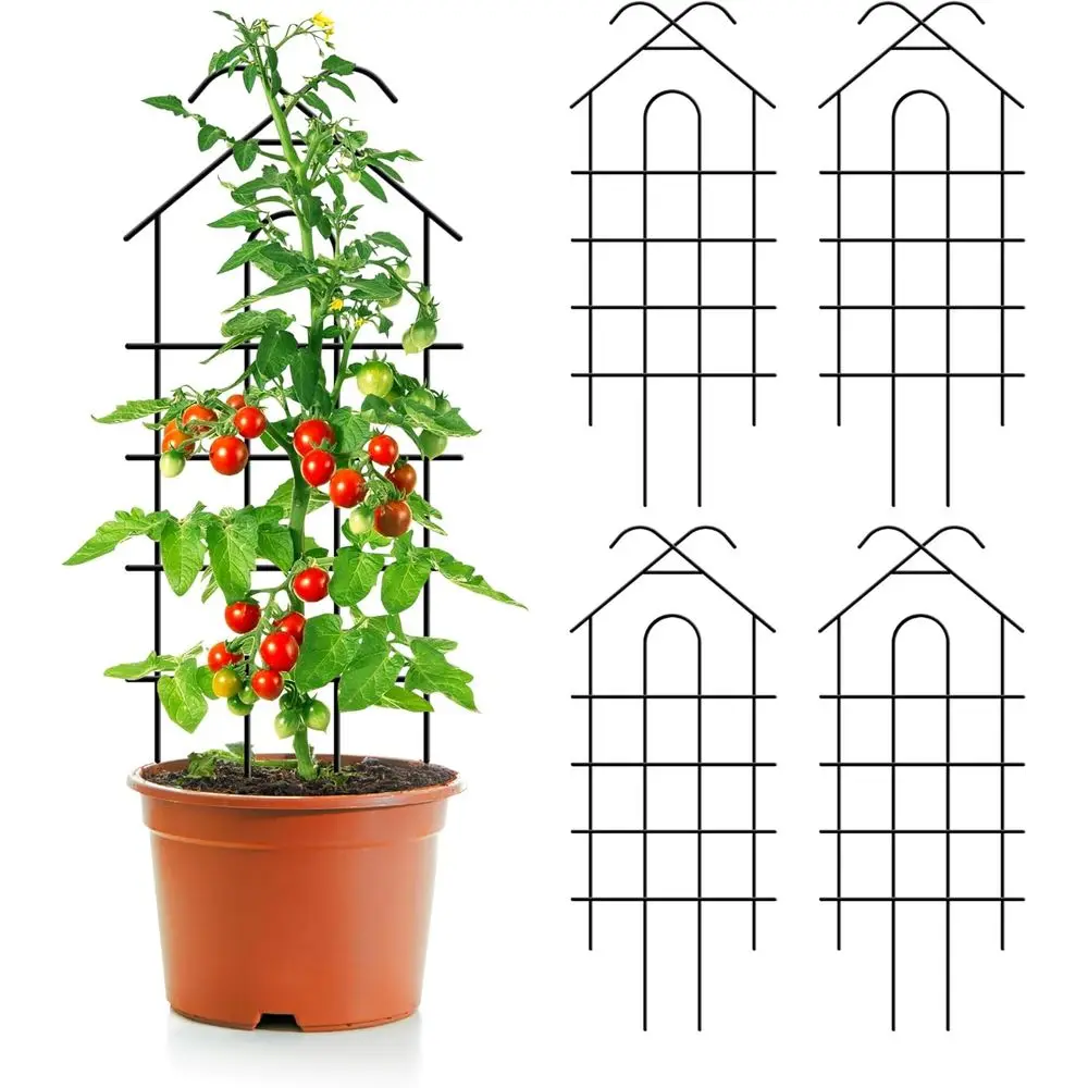 4 Pack 40 Large Metal Trellis for Climbing Plants, Indoor/Outdoor, Black, 16.5 Wide