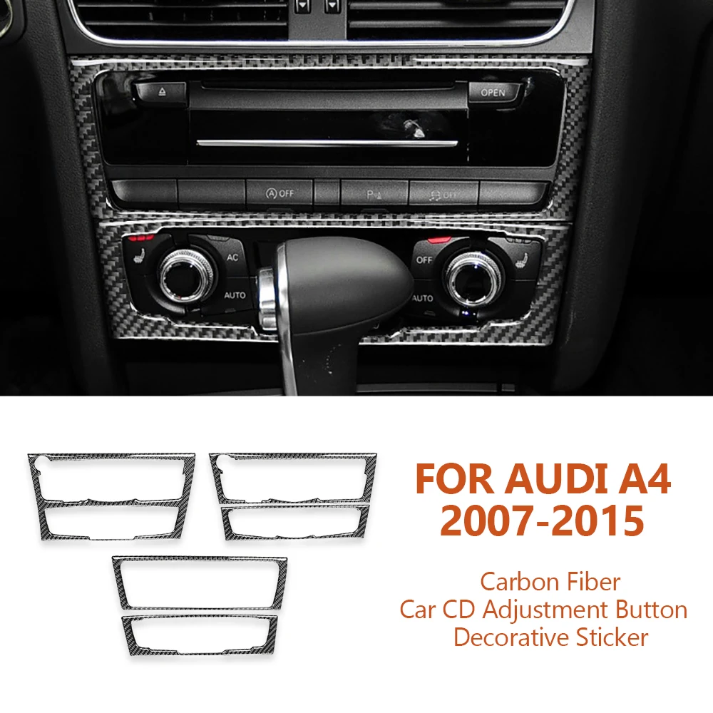 For Audi A4 A5 A4L B8 2007-2015 Handmade Carbon Fiber Car CD Adjustment Button Panel Decorative Stickers Auto Inter Accesorios