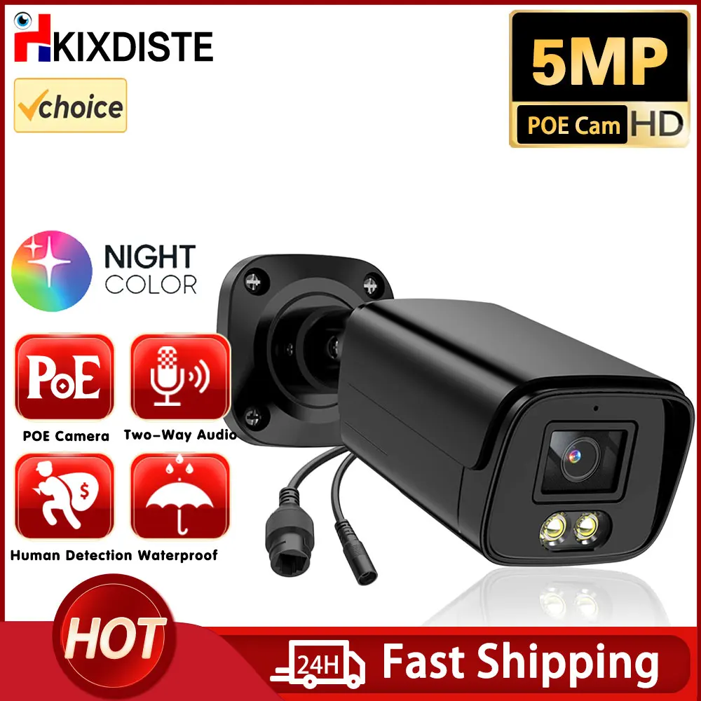 

Ninivision COLOR NIGHT CAMERA 5MP Full Color ColorVu Bullet IP Camera Colorful 5MP Security CCTV PoE Build in Mic Audio CCTV Cam