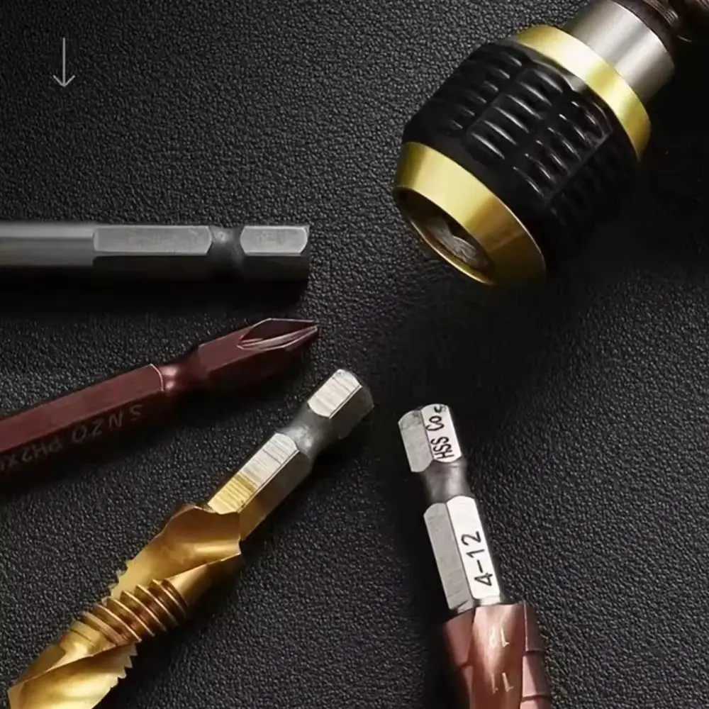Carbon Steel Bit Holder 60mm Hex Shank Quick Coupling 1/4 Electric Holder Drill Chuck Adapter Single-headed Screw Extractor Tool