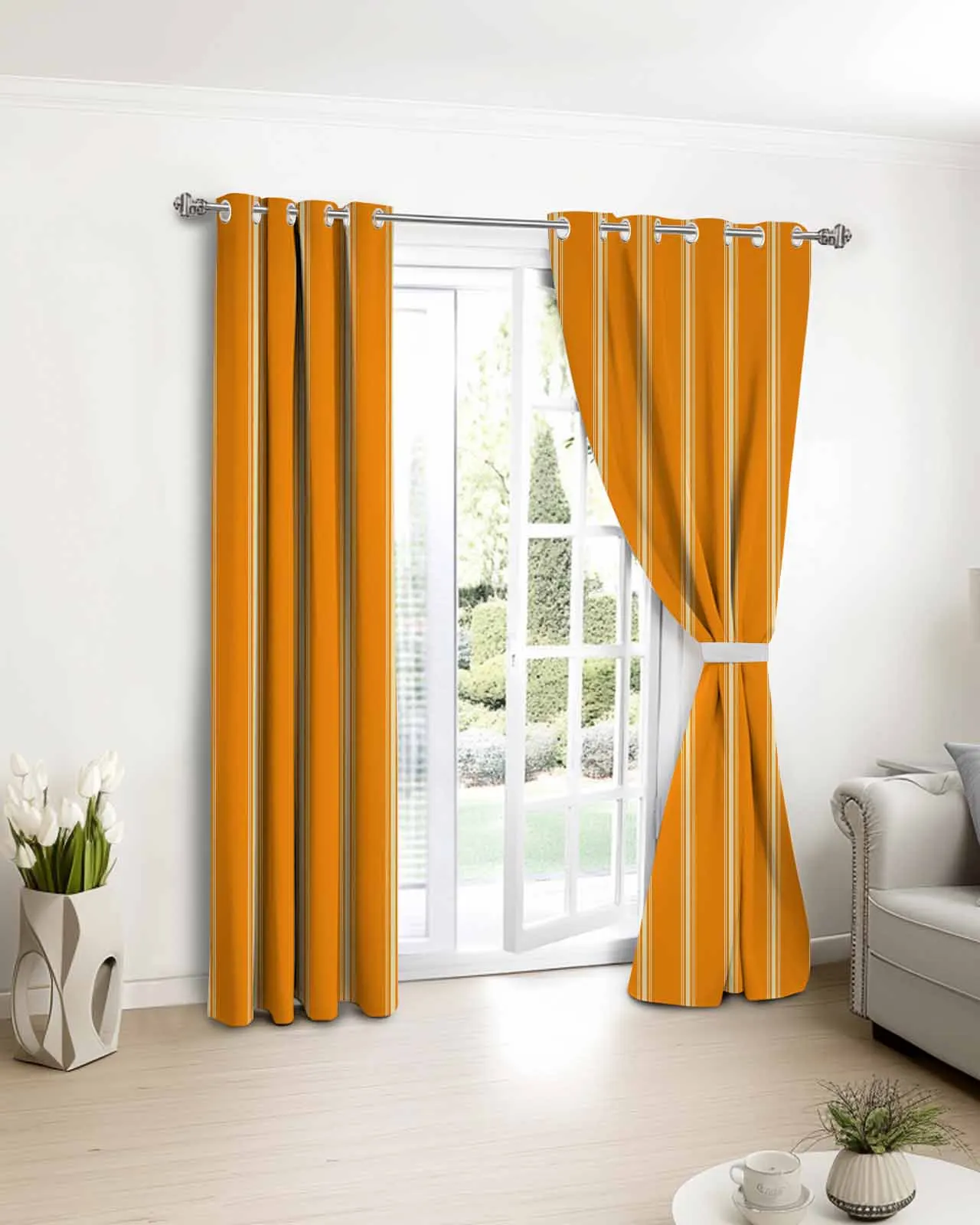 

Simple Orange Theme Striped Curtains For Kitchen Bedroom Window Treatment Curtains for Living Room Home Decor Drapes