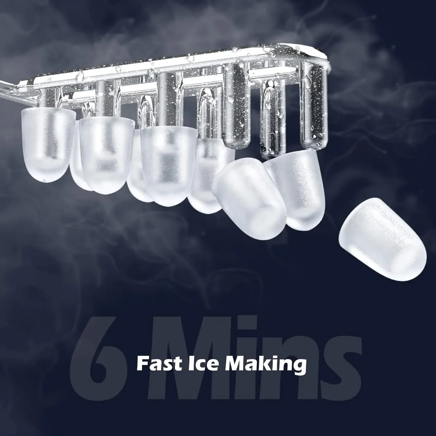 Máquina portátil para hacer hielo de encimera con mango de transporte conveniente, sistema de autolimpieza eficiente, cubitos de hielo de 9 pellets rápidos