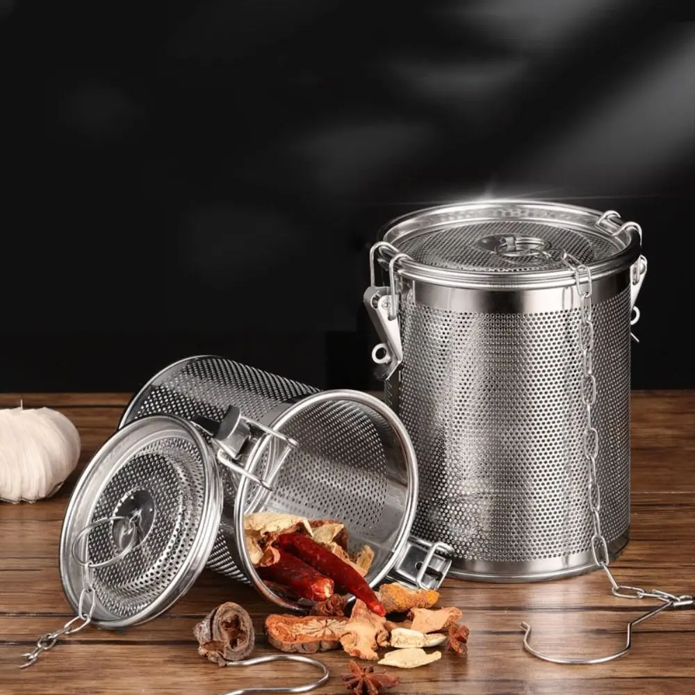 

304 Stainless Steel Stew Seasoning Strainer with Chain Hook Fine Mesh Tea Ball Infuser Corrosion-resistant Rust-proof