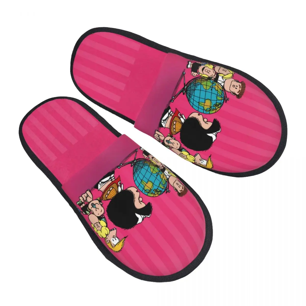 Custom Mafaldas Friends Guest Slippers for Hotel Women Custom Print Quino Comic Cartoon House Slipper