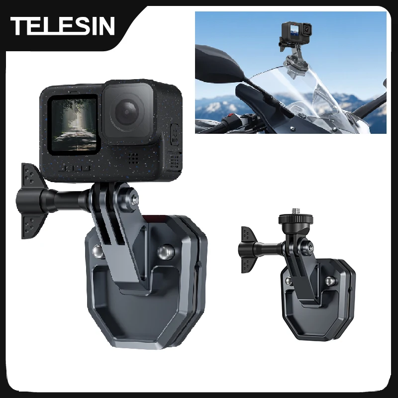 TELESIN Action Camera Motorcycle Windshield Clamp Mount Holder For Gopro Insta360 DJI Action Camera Accessories POV Shoot