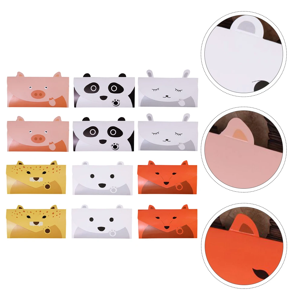 

12 Pcs Greeting Cards Lovely Animal Envelopes Cartoon Design Stationery Paper Birthday Party Gifts Thank You Cards Holiday