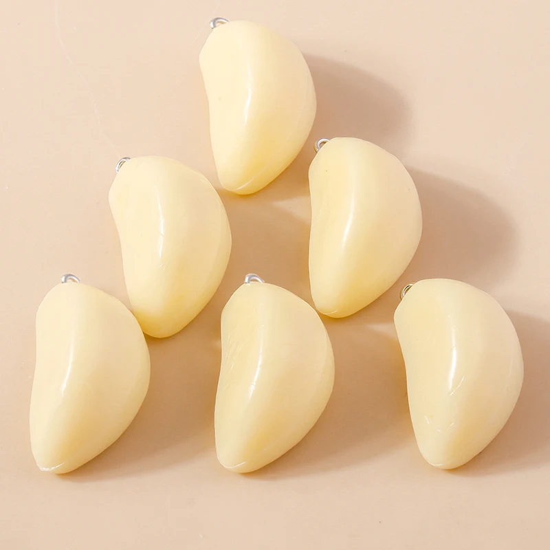 Leslie 10pcs Cute Simulated Food Garlic Charms for Jewelry Making Findings Kawaii Resin Floating Pendants for Keychain Earrings