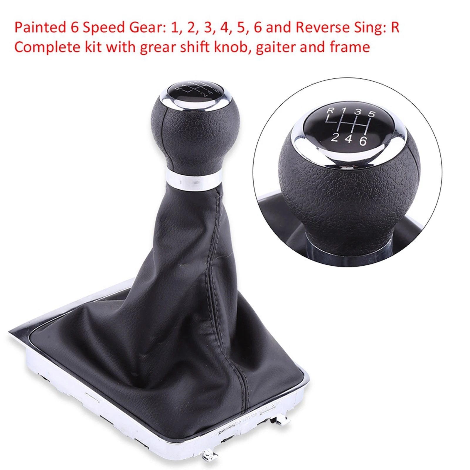 6 Speed Gear Shift Knob Stick Gaiter Boot Frame Full Kit for Volkswagen VW Passat B6 2005-2012 Direct OEM Replacement