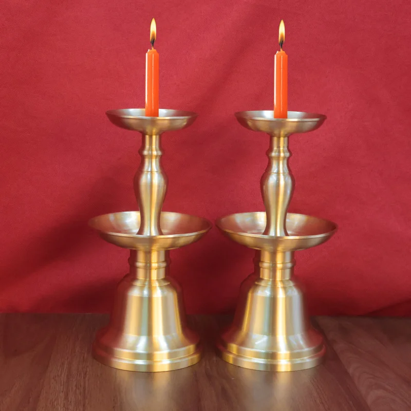Brass Metal Copper Carving Candle Holder Copperware Wholesale Double-layer Craft Or