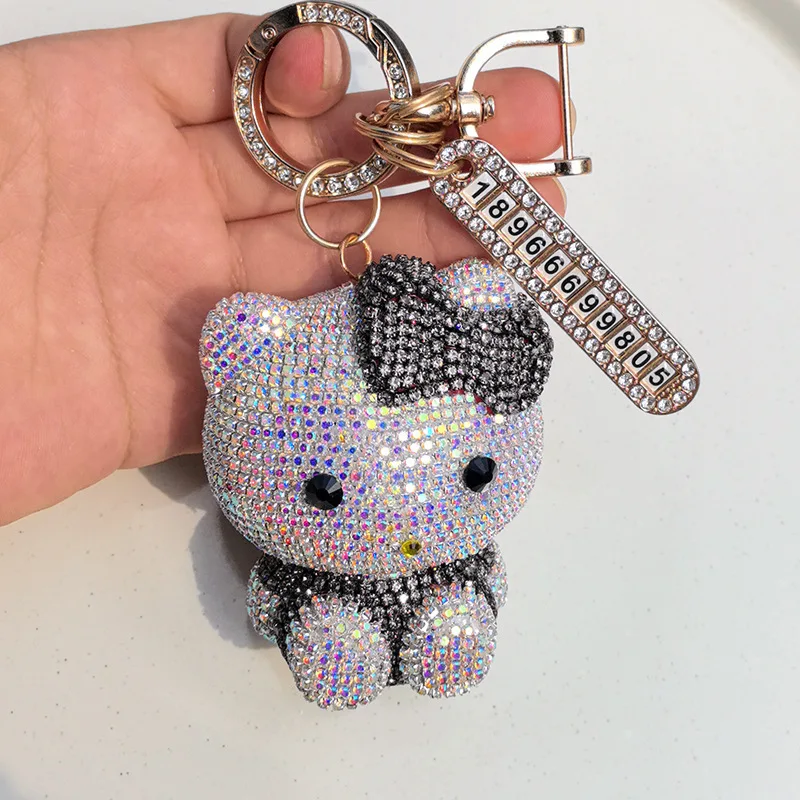 Sanrio Hello Kitty nouvelle poupée exquise mignonne princesse Simple voiture porte-clés Anti-perte plaque d'immatriculation pendentif porte-clés cadeau de vacances