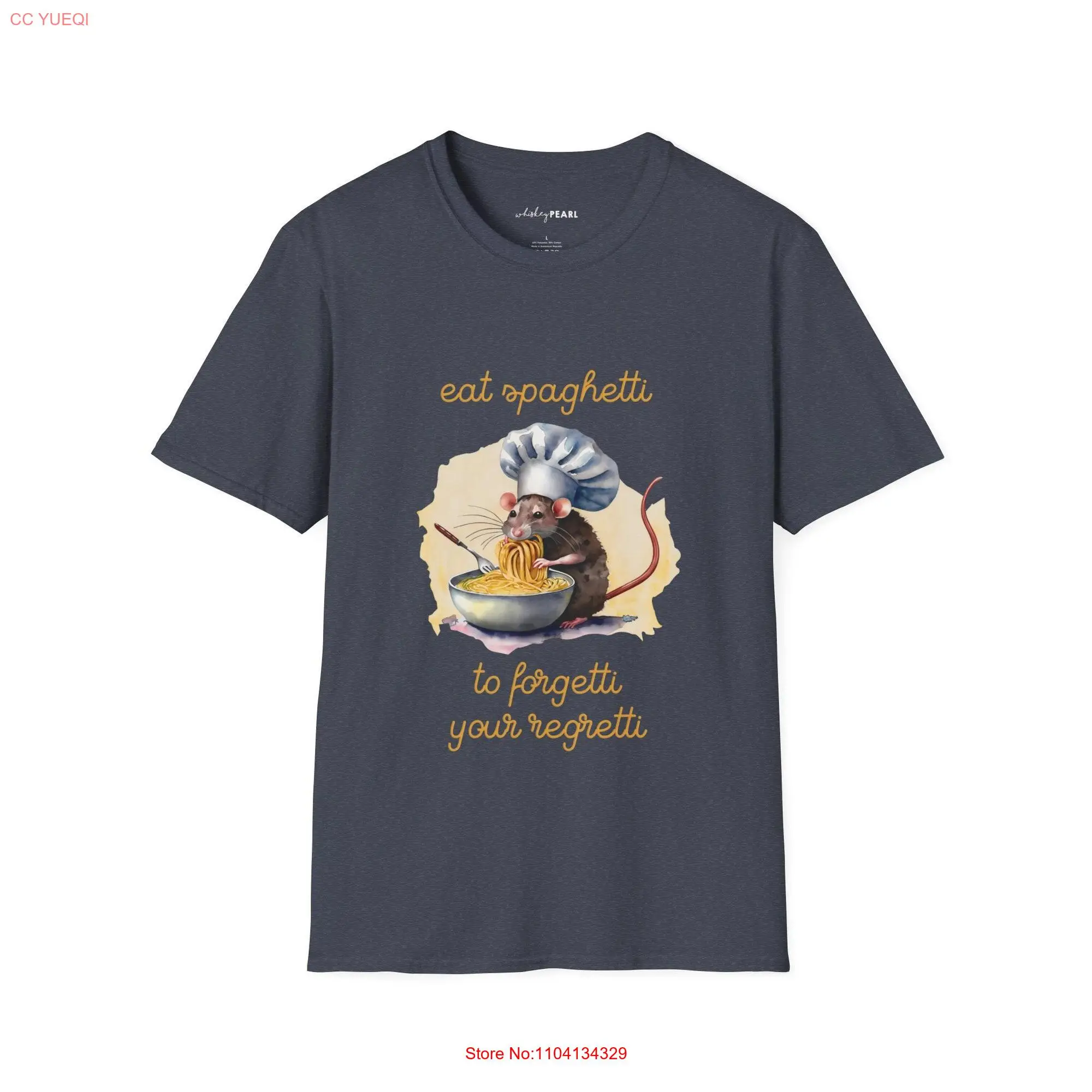 Essen Sie Spaghetti, um Ihr Bedauern zu vergessen Ratte Chef Ratatouille lustige Meme Freund T-Shirt Pasta Liebhaber Valentinstag Soft style