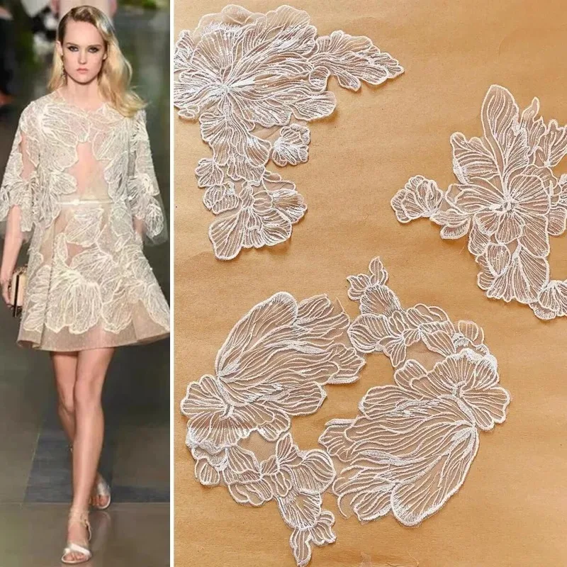

New Multi-color Transparent Flower Embroidery Lace Decal Handmade Evening Dress, Wedding Dress, Dress Decoration Accessories