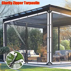 Customizable PVC Transparent Tarpaulin With Zipper Thickened Clear Canvas Soft Glass Waterproof Screen Rainproof Door Curtain