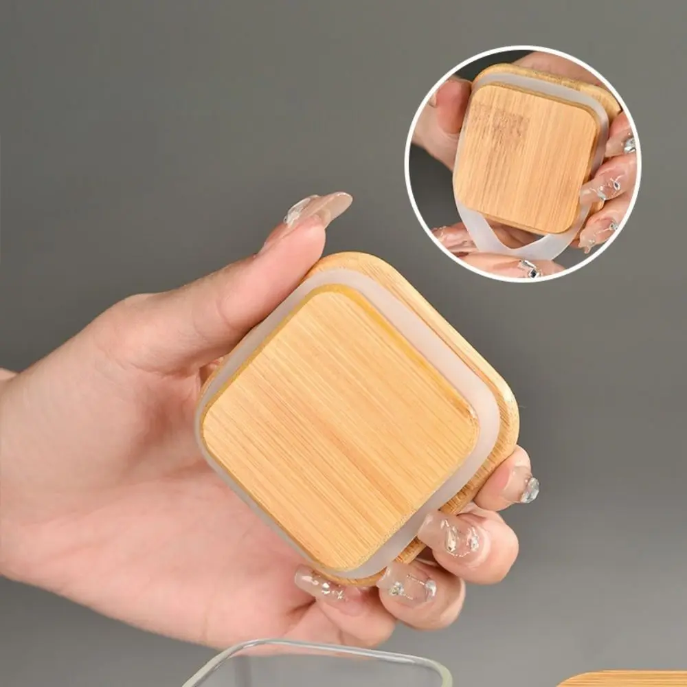 150/210/300/370/450Ml Kaca Borosilikat Tinggi Disegel Kaleng Transparan dengan Tutup Bambu Toples Kaca Perlengkapan Penyimpanan Tahan Lembab