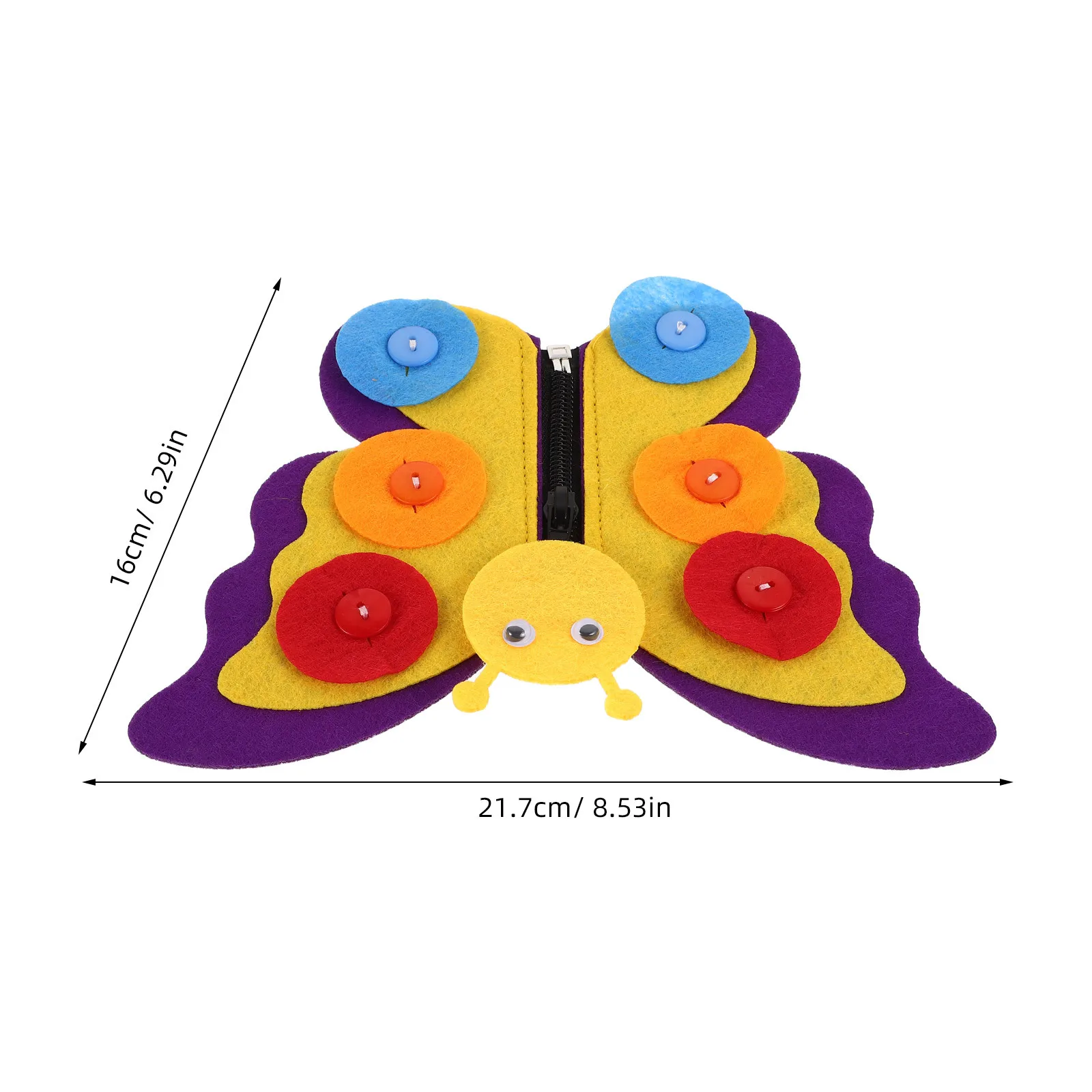 Placa de botão borboleta infantil, faça você mesmo, não tecido, aprendizagem interativa, habilidades com zíper, artesanato sensorial, prática educacional montessori