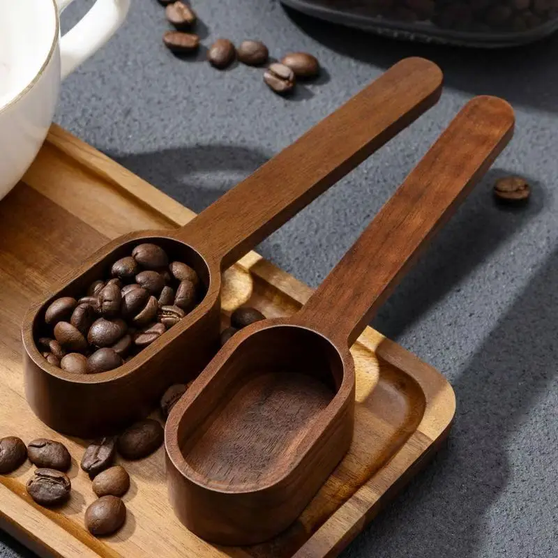 Black Walnut Spoon Coffee Measuring Spoon Long and Short Handle Wooden Spoon Fruit Powder Spoon Solid Wood Coffee Powder