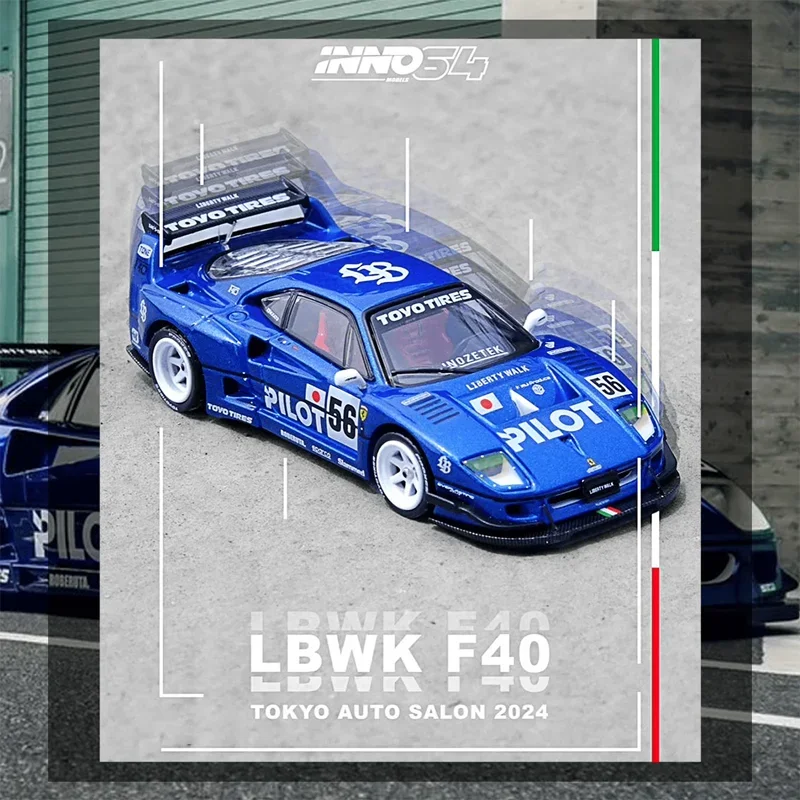 INNO 1/64 LBWK F40 TOKOYO 자동차 살롱 2024 합금 장난감, 자동차 다이캐스트 금속 모델 선물