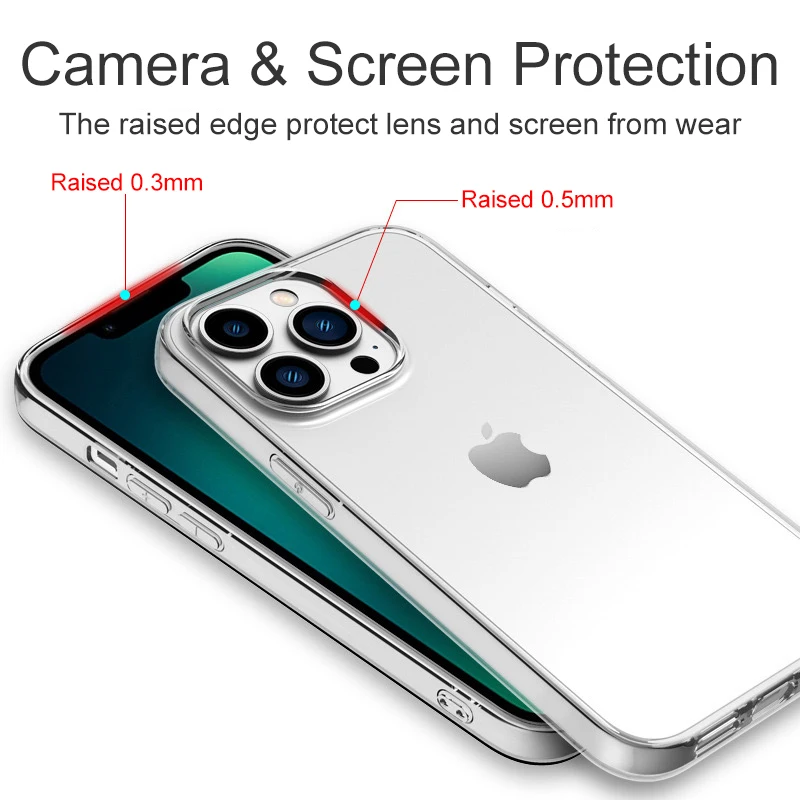 Luxury Transprent Hard Acrylic Case For iPhone 16 15 14 13 12 11 Pro Xs Max Mini XR X 7 8 Hybird Soft Silicone Edge Back Cover