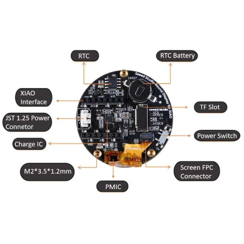 

896F Round Display 1.28Inch, 240x240 Resolution, 65K With Small Memory Card Slot For All XIAO Boards