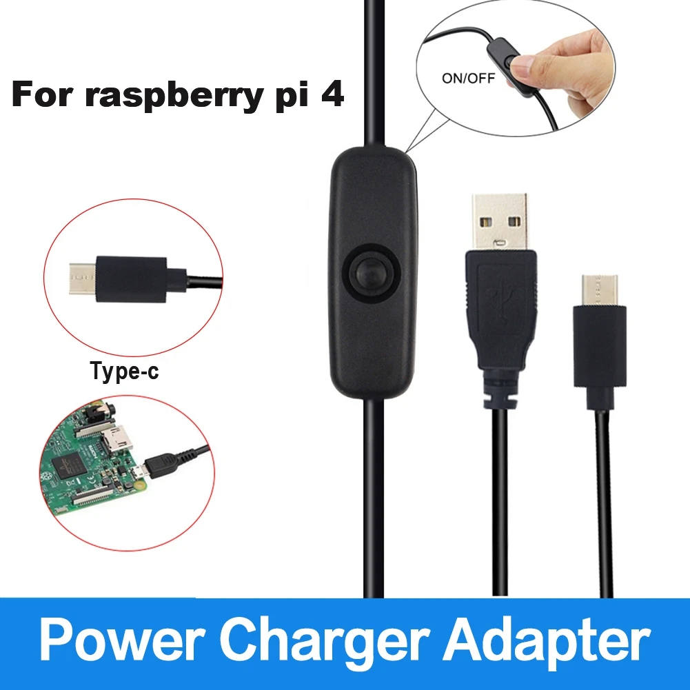 

Кабель адаптера питания SuperDeals, 5 В, 3 А, шнур питания USB-Type-C с кнопкой включения и выключения для Raspberry Pi 4
