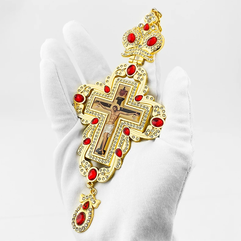 Brustkreuz Orthodoxe Jesus-Halskette Katholisches Kruzifix Brustkreuz Goldanhänger Kreuzkette Religiöser Schmuck крест кулон – Detail 10