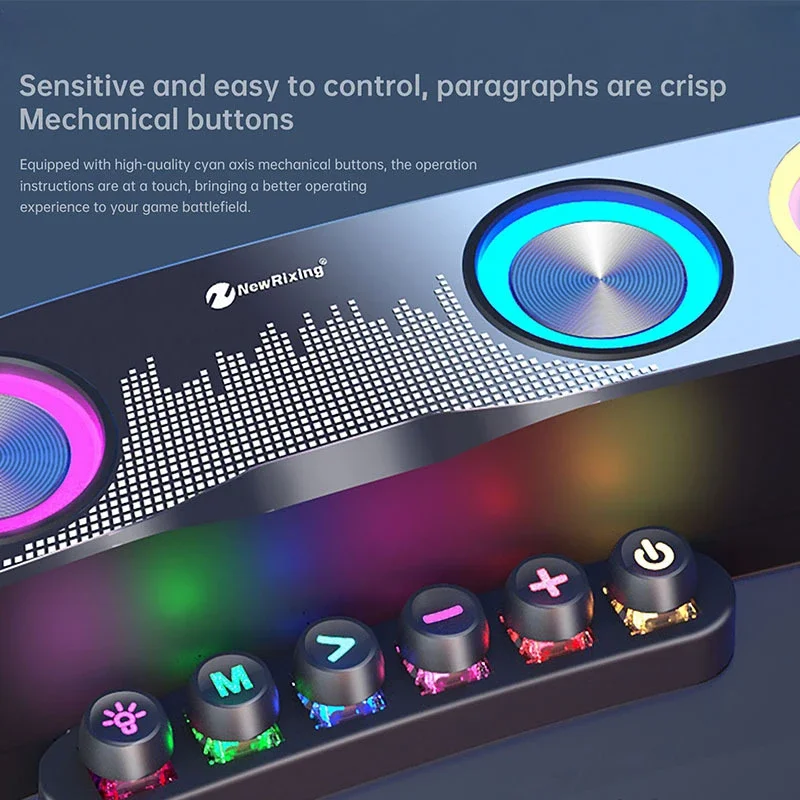 Gaming Wireless Speaker RGB Backlit Mechanical Shaft Buttons TWS FM TF USB Hands