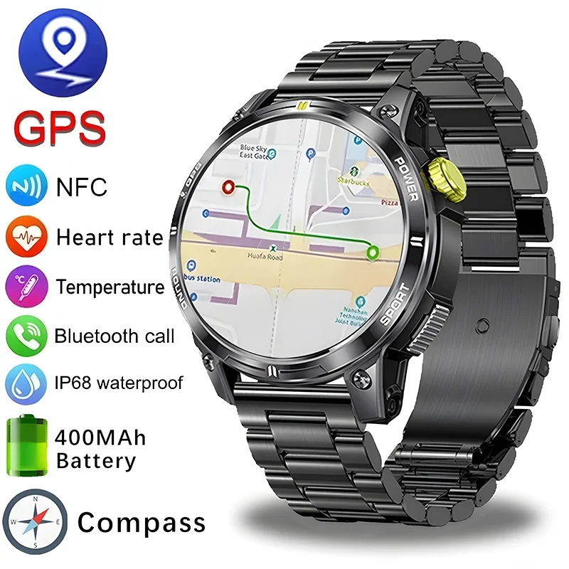 

2024 New Men GPS Smart Watch Heart Rate Blood Pressure Compass Smart Watch Outdoor Sports Waterproof Fitness Smart Watch Woman