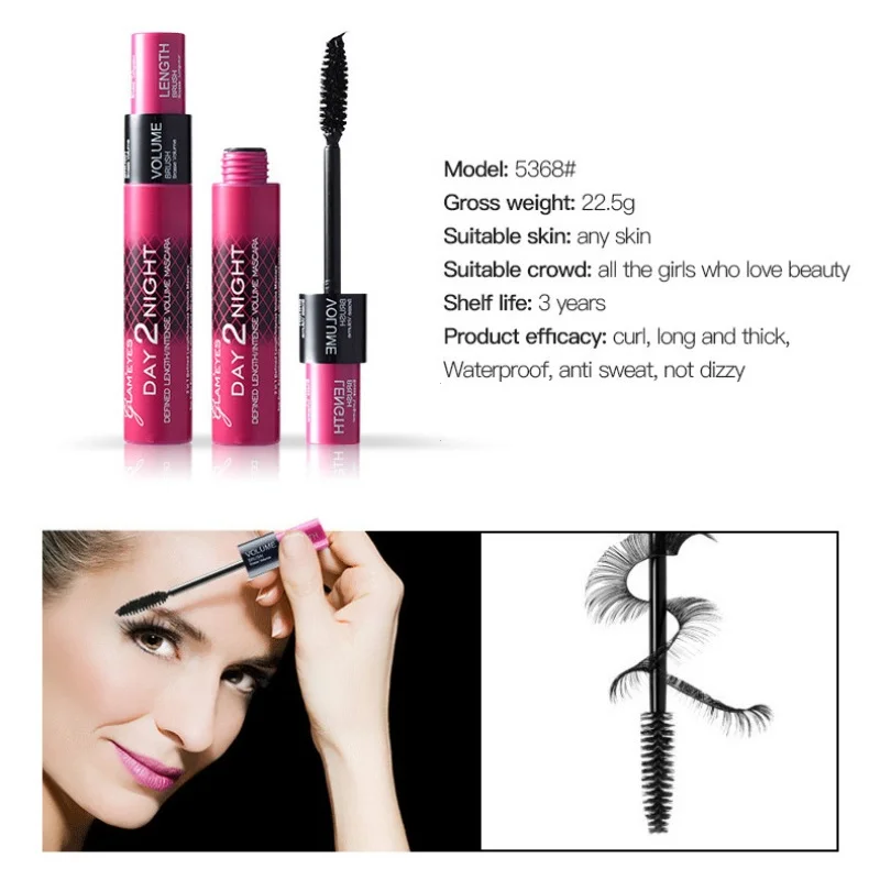 Black Curled Lashes Mascara, Alonga os Cílios, Volume Extra, Longa Duração, Impermeável, Natural, Secagem Rápida, Maquiagem Feminina